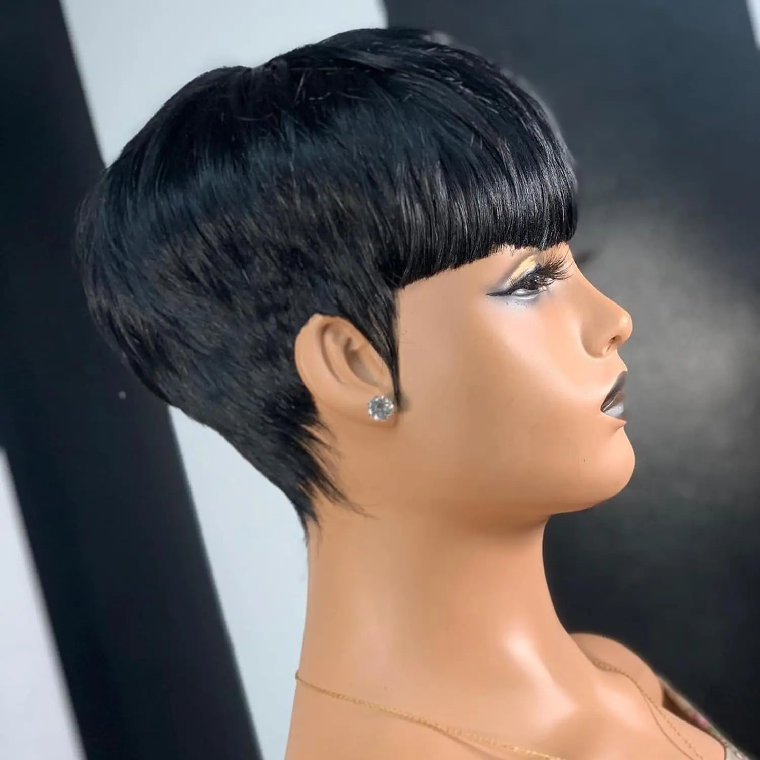 Short Hair Wigs, Pixie Cuts Wigs, Short Straight Black Ladies Wigs Synthetic Short Wigs For Black Women African American Women D