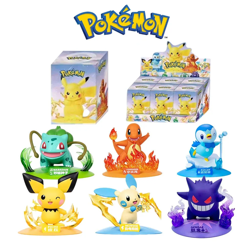 12 Muñecos de Acción de Pokémon, Caja Sorpresa de Pikachu, Modelos de Anime, Decoraciones de Escritorio, Juguetes de Pokémon, Regalos de Cumpleaños para Niños