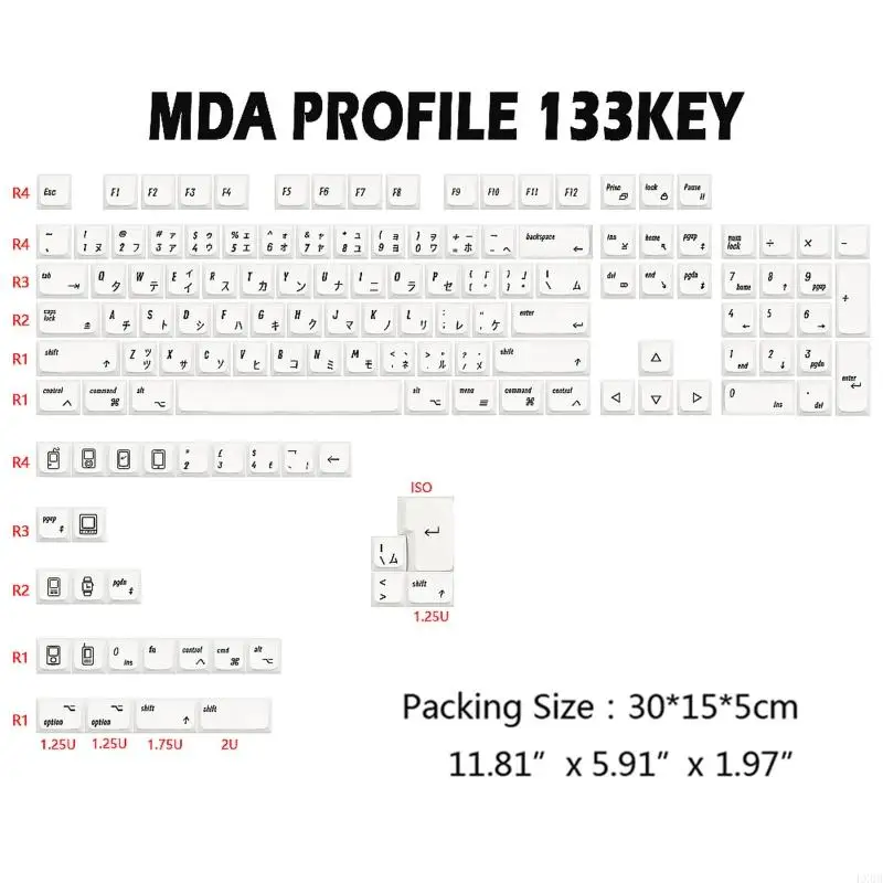 LX0B MDA Dye Sublimation PBT Keycap Mac-Style Untuk Cherry MX SwitchMechanical Keyboard