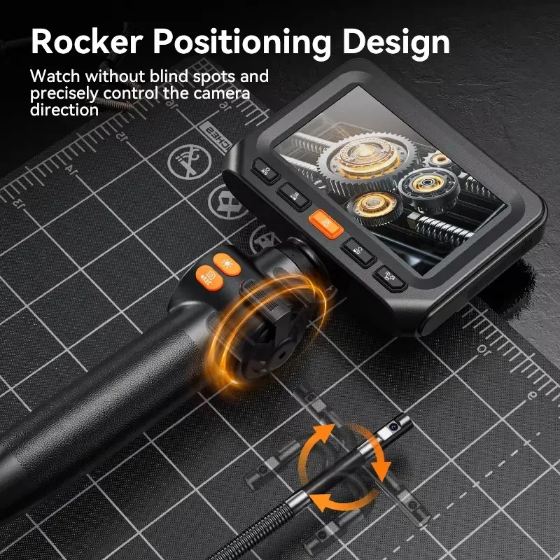 Hot Sale OEM/ODM Industrial Video Borescope 8.5mm Dual Lens 1.5m Semi Rigid 4.3Inch Articulated Pipe Inspection