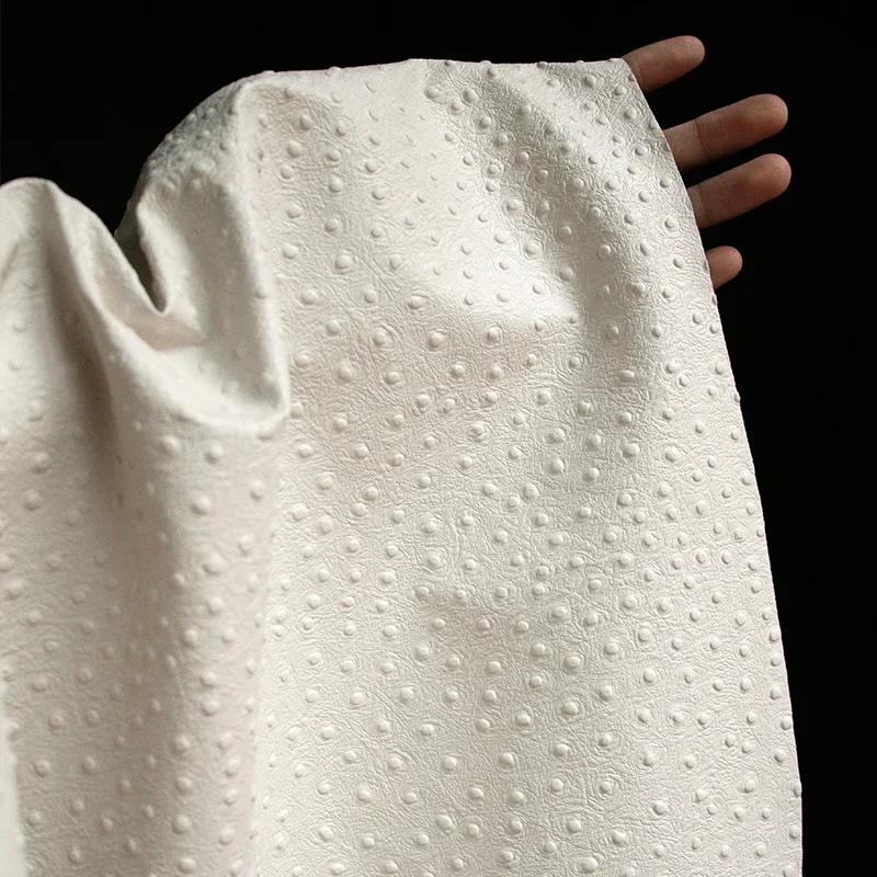 Origin Nordic White Particle Three-dimensional Texture Thick Fabric Artificial Leather PU Outerwear Bag Clothing Designer Fabric