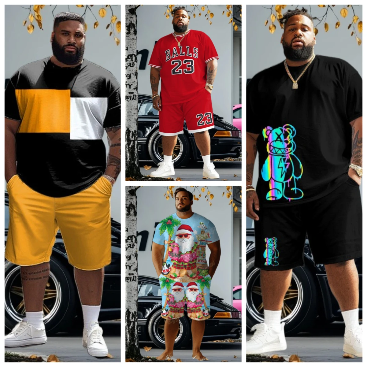 

25/26 New Summer Set Men's T-shirt Trendy American Street Printed Round Neck Men's Set Trendy Handsome Sports Two Piece Set