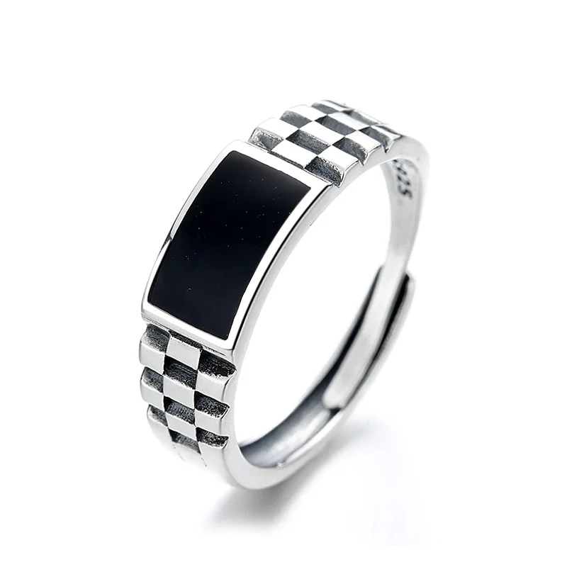 925 Sterling Silver Original Rings Trend 2024 New In Enamel Craft Black Designer Vintage Jewelry Elegant Mens Watch Chain Rings