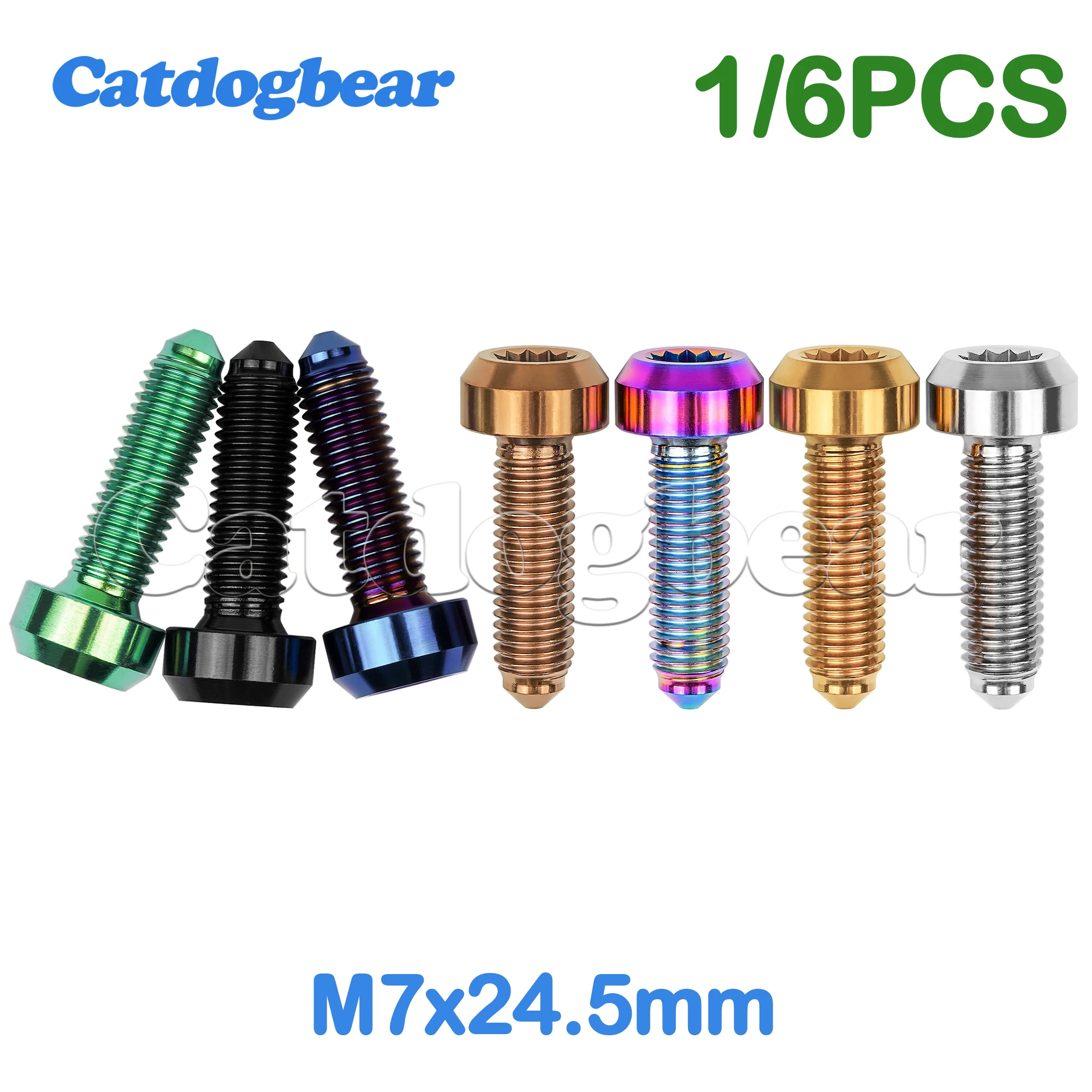 

Catdogbear 1pcs/6pcs Titanium Bolt M7x24.5mm bolt Titanium Gr5 8mm spline socket forged head BBS split rim