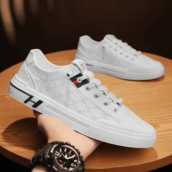 Men Shoes Leather Casual Shoes Classics Slip on for Work Bussiness Office Driving Sneaker Ventilate  Versatile Little White