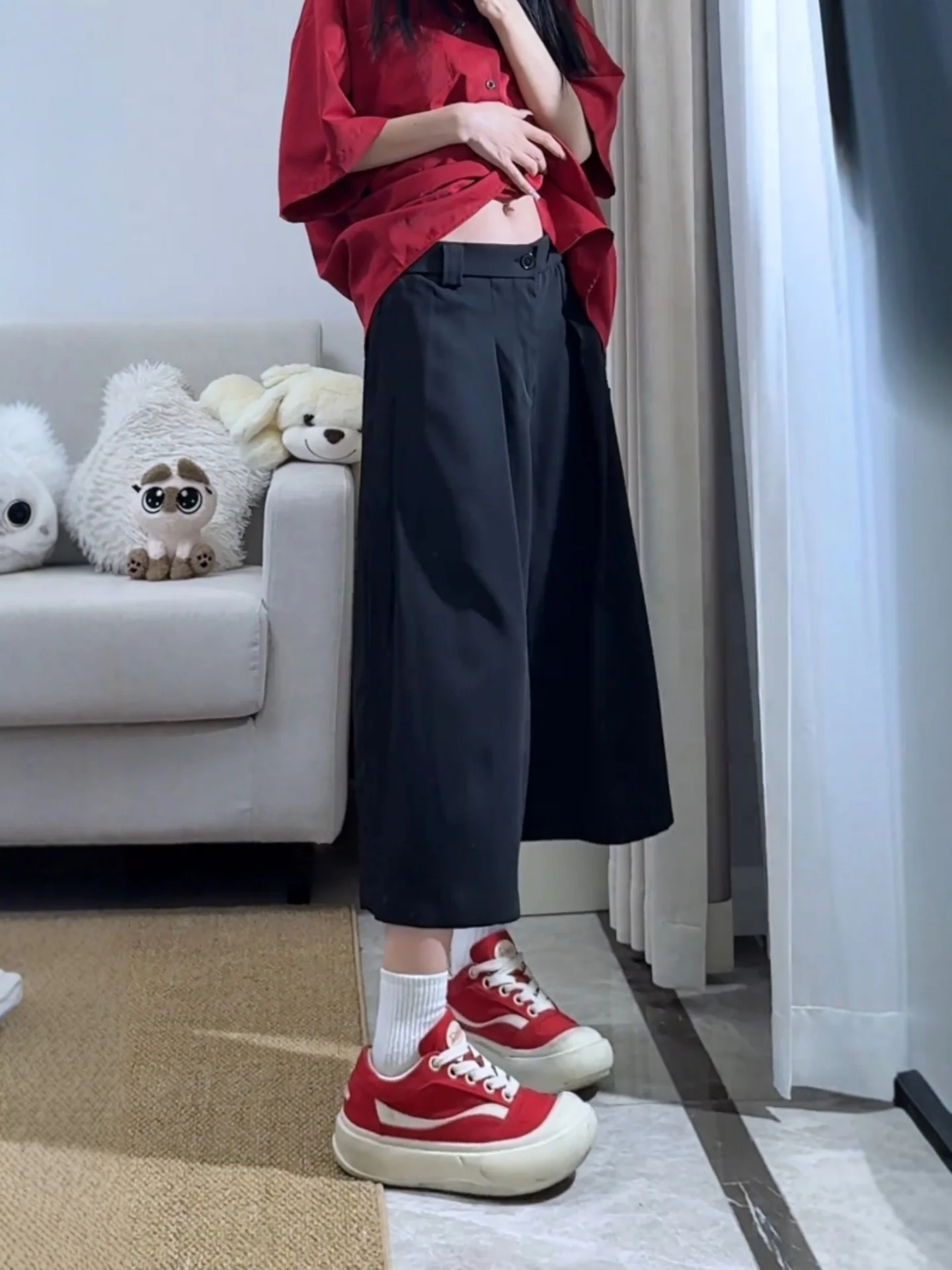 

Прямые брюки Cleanfit из ледяного шелка, длина семь век, летние повседневные брюки, дышащие, удобные, модные