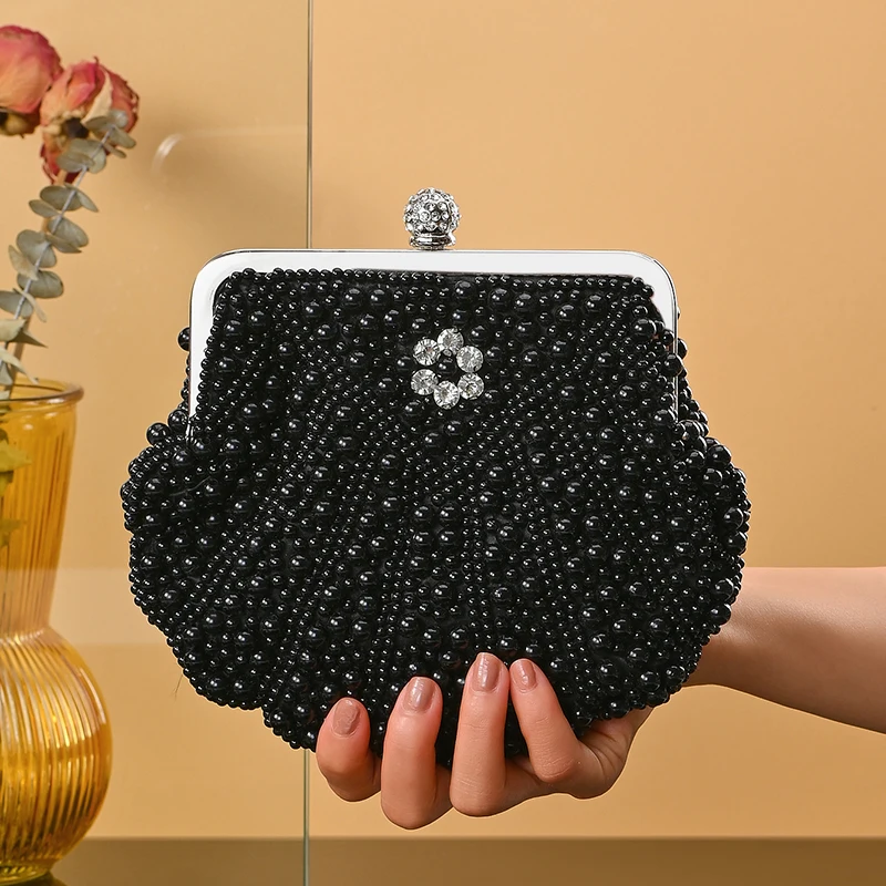 Womens Evening Bag Artificial Pearl Purse Evening Clutch Bag Wedding Purse Bridal Prom Handbag Party Bag