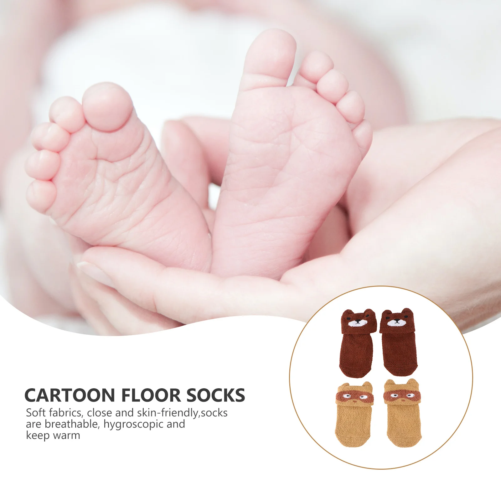 

2Pairs Anti-Skid Baby Socks Coral Fleece Cartoon Infant Floor Socks Comfortable Breathable Cartoon Infant Sock