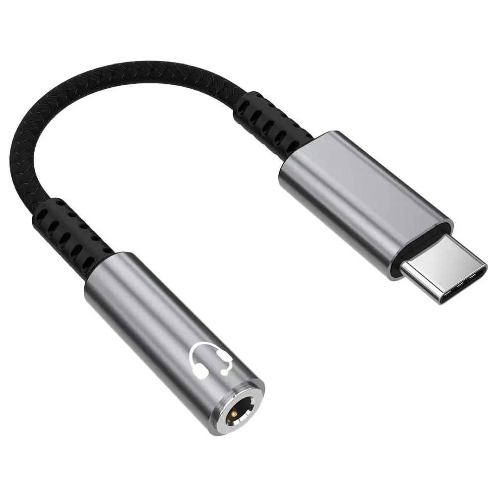 

Aluminum Alloy Nylon Type Converter 3.5mm Headphone Adapter for Phone Tablet USB C to 3.5mm Earphone Jack Multi