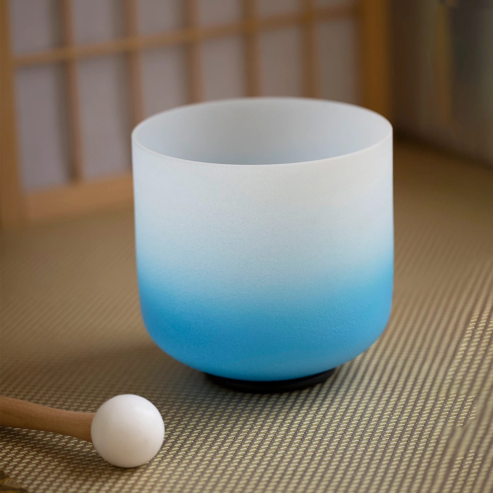 Star Linkup 7 Inch Blue Gradient Frosted Quartz Crystal Singing Bowl, Precisely tuned to G note for Throat Chakra balancing with dual 432Hz & 440Hz frequencies, soothing resonant vibrations ideal for energy healing