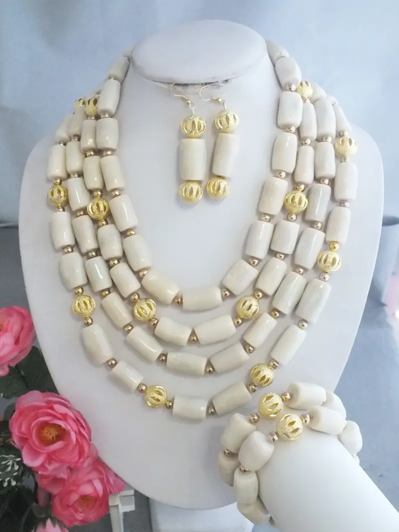 

Charming White Coral Beads Drum Beads Jewelry Necklace For WOmen