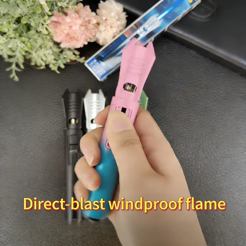 

New Lightweight Portable Windproof Torch Lighter Transparent Gas Tank Window Mini Pocket Size Outdoor Emergency Tool
