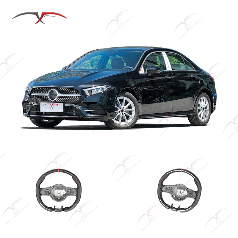 

Carbon Fiber Perforated Leather Hand Stitched Red Top Mark Steering Wheel Suitable for Mercedes Benz Series