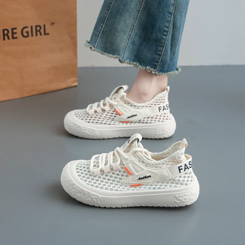 

2025 Summer New Women's Hollow-Out Mesh Sneakers Large-Hole Mono-Net Casua Women's sports shoesl Shoes