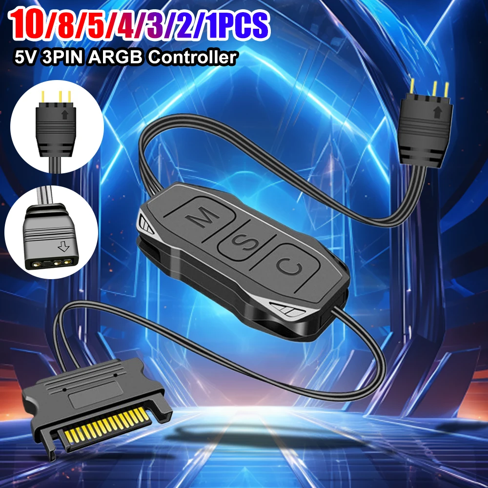 

1-10PCS 5V 3PIN ARGB To SATA Adapter Controller Button Control RGB Light Controllers For Computer PC Fan CPU Cooler Light Strip