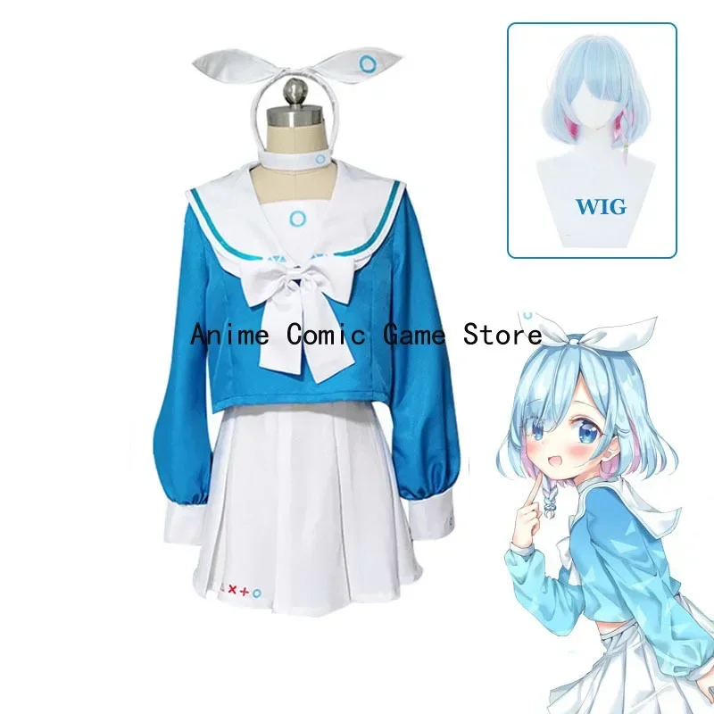 Anime Project MX Arona Cosplay Blue Archive Cosplay Costume Wig Blue JK School Sailor Uniform Halloween Party for Women Girls