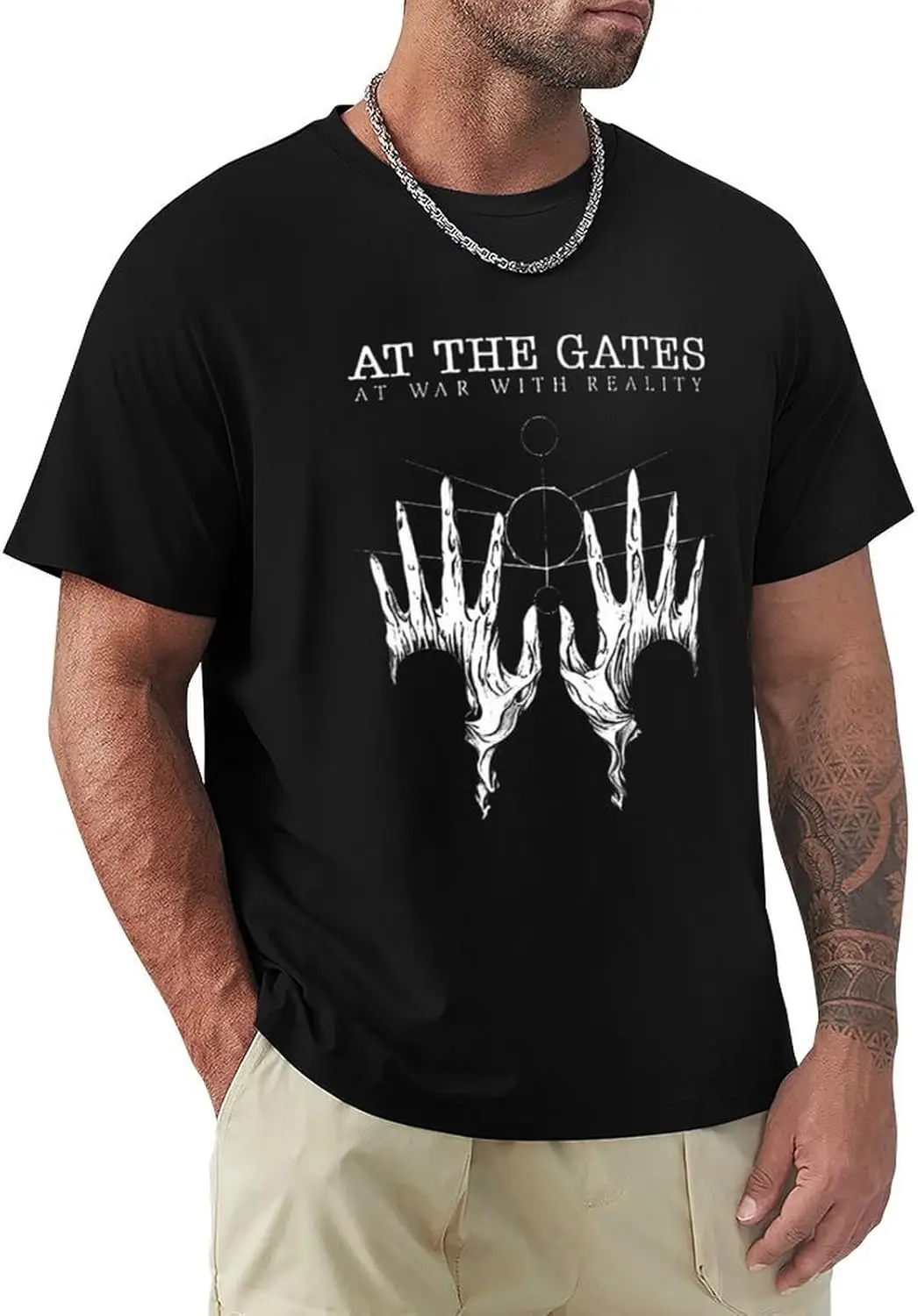 at The Music Gates Band Men's T Shirt Summer Round Neckline Short Sleeve T-Shirts for Mens Womens