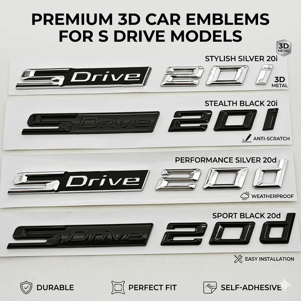 Emblema 3D ABS para coche, logotipo sDrive 20i 20d, adhesivo para BMW X1 X2 X3 Z4, calcomanía para maletero y guardabarros, accesorio en negro brillante y plateado