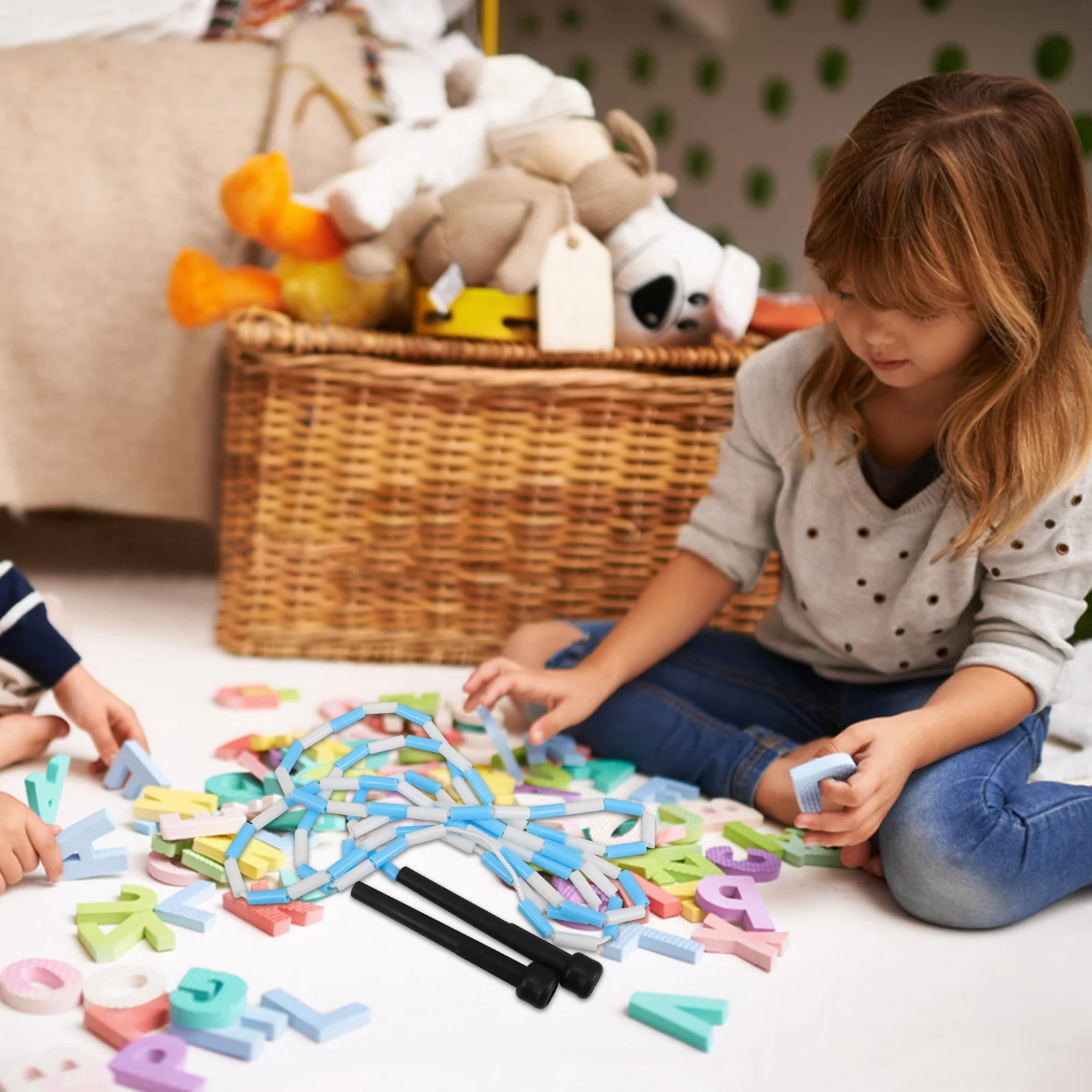 

Bamboo Beaded Segment Jump Rope Preschool Rhythm Training Fitness Exercise Colorful Skipping Rope Outdoor Fun