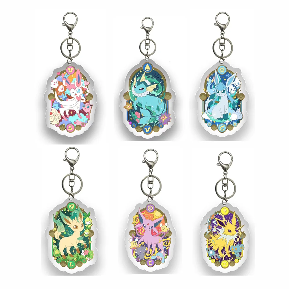 Porte-clés en acrylique et pendentif pour sac à dos, accessoire anime PTCG, Eevee, Sylveon, Espeon, Vaporeon, Umbreon, Leafeon, Glaceon, cadeau pour les fans