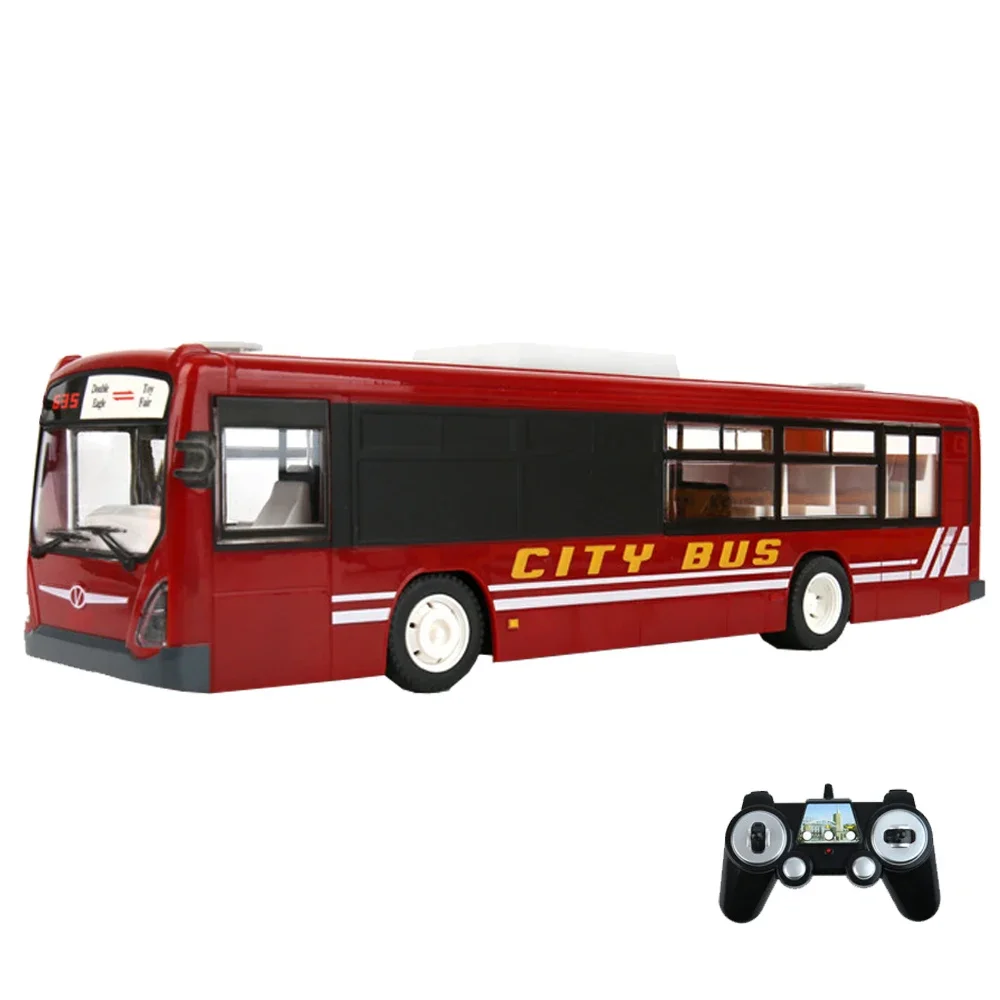 2.4G 6CH Remote Control Bus with Open Door LED Light Realistic Sound Simulation RC City Car Electronic RC Vehicle Boys Gift Toy