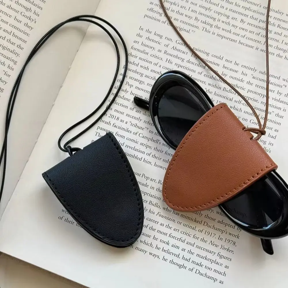 Portable Leather Eyeglasses Storage Bag Pendant Durable Multifunction Glasses Clip Storage Hanging Rope Simple Sunglasses Clip