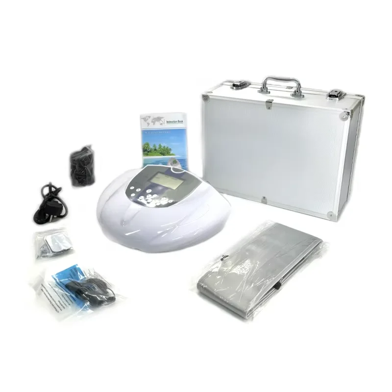 New Ion Detox Foot Spa Cleanse Machine with FIR Warm Belt Tens Pad and Massage Slipper Aluminum box Packing