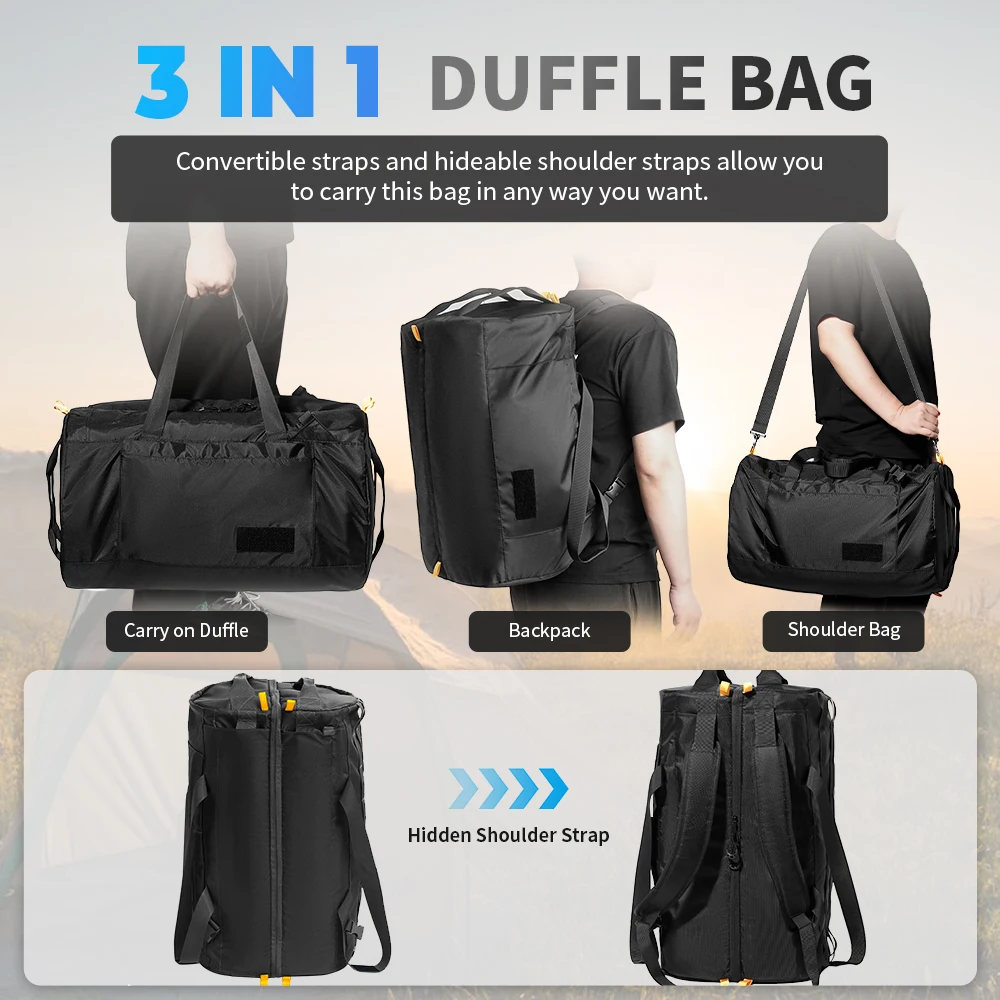 

Сумка-даффл 3-в-1, многофункциональный дорожный чемодан для активного отдыха, рюкзак, сумка через плечо, с разделителями для хранения