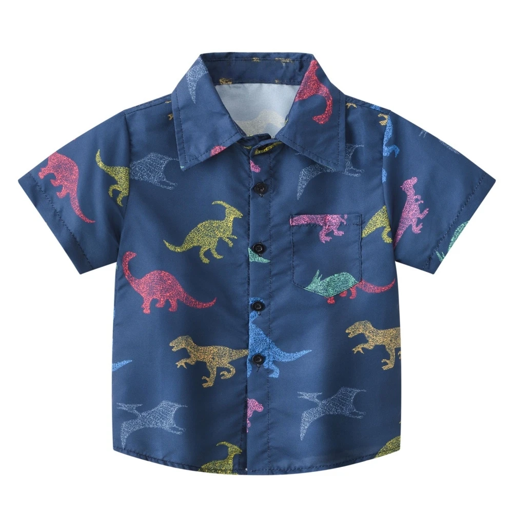 Boys' Shirt Classic Harajuku 3D Print Summer Short Sleeve Shirt Fashion Collar Tops Outdoor Trendy Streetwear Children's Clothes