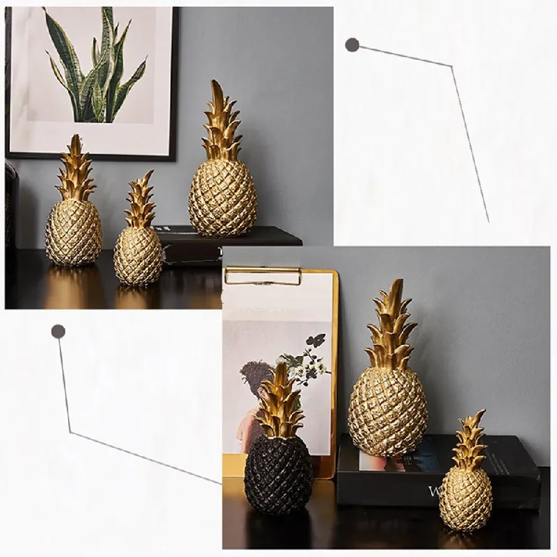 Large Black Resin Pineapple Ornament Creative Modern Farmhouse Decor Rustic Kitchen Coffee Table Wedding Shower Desktop