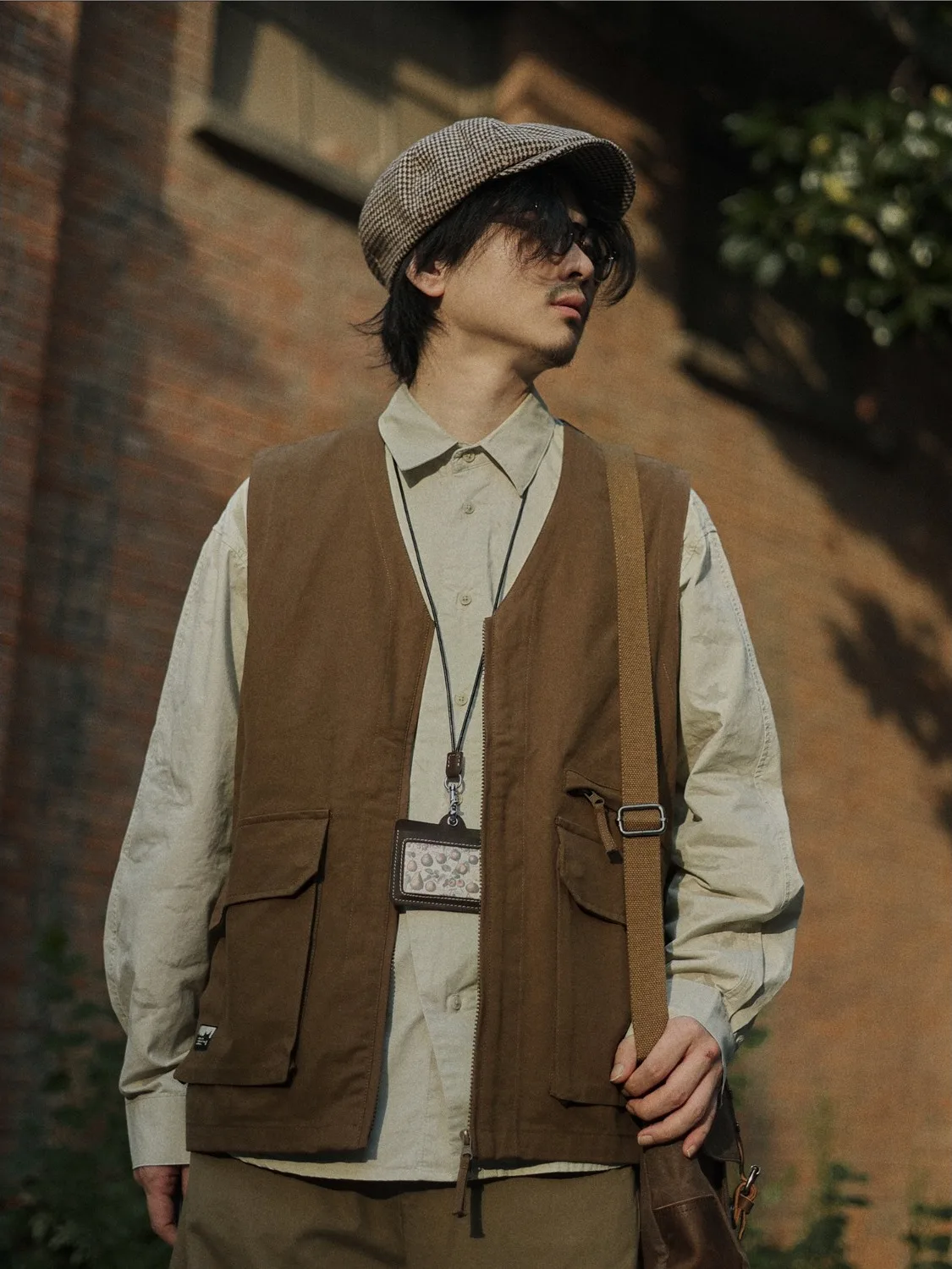 

American Workwear Vest Men's 2025 Autumn New Sle Japanese Retro Trendy Brown V-ne Jaet Loose Fit Zipper Decoration