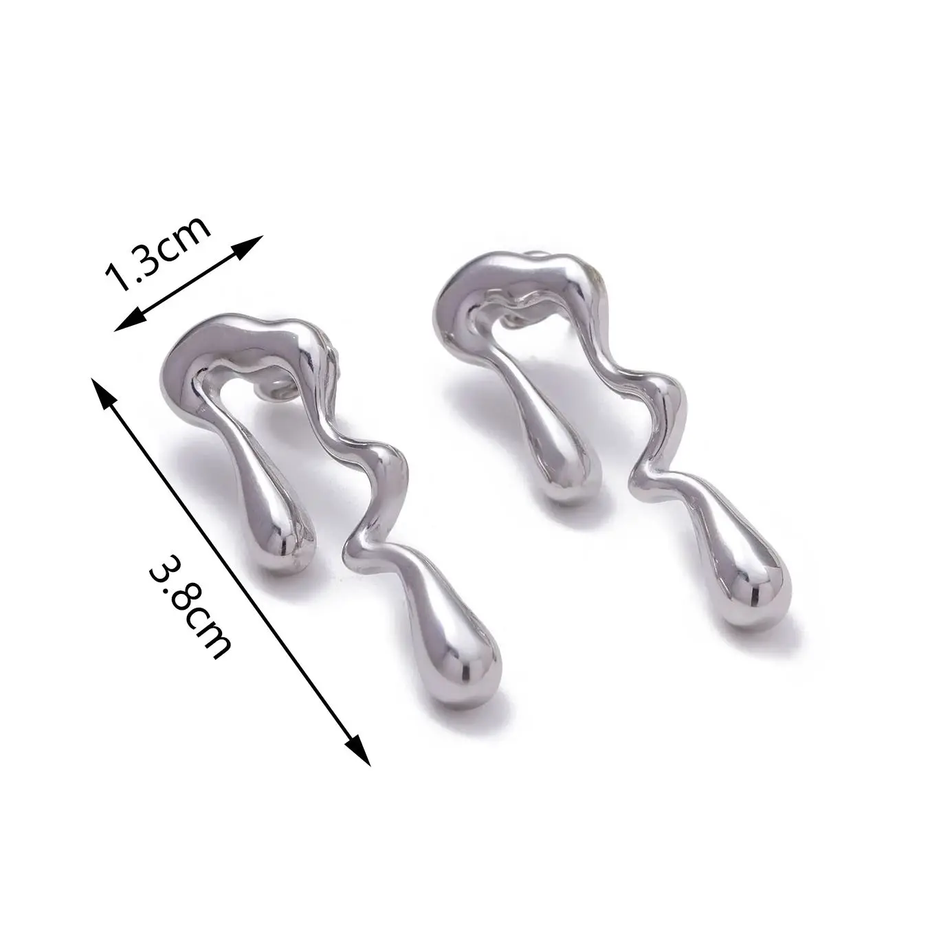 CARLIDANA Unique Female Statement Stainless Steel Earrings Luxury Irregular Teardrop Asymmetric Melting Ice Design Stud Earrings
