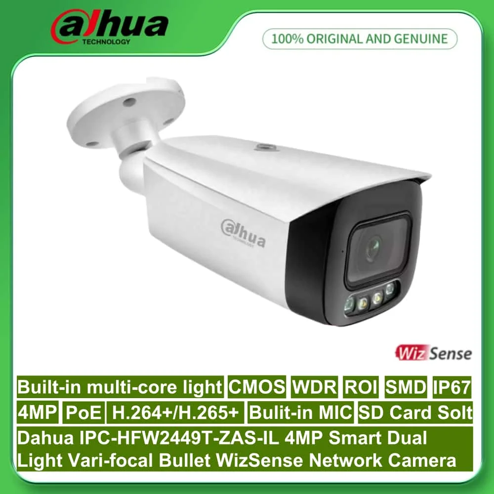 داهوا IPC-HFW2449T-ZAS-IL 4MP IPC-HFW2849T-ZAS-IL 8MP الذكية المزدوجة الضوء فاري بؤري رصاصة WizSense شبكة PoE كاميرا مدمجة هيئة التصنيع العسكري