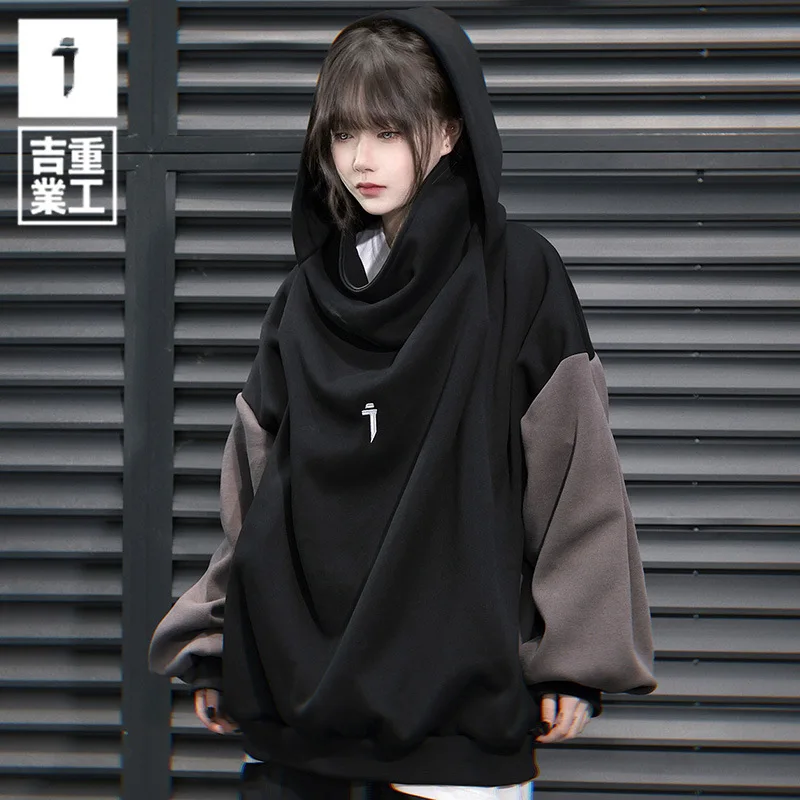 

11 BYBB'S DARK Women Functional Hoodies Streetwear 2024 Patchwork Turtleneck Sweatshirt Pullover Men Fashion Hoodie Techwear