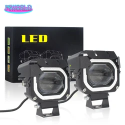 2pcs Multi Color Motorcycle Headlight SpotLights DRL High Bright Electric Vehicle Modified Bulbs Mini Driving Lights For Moto
