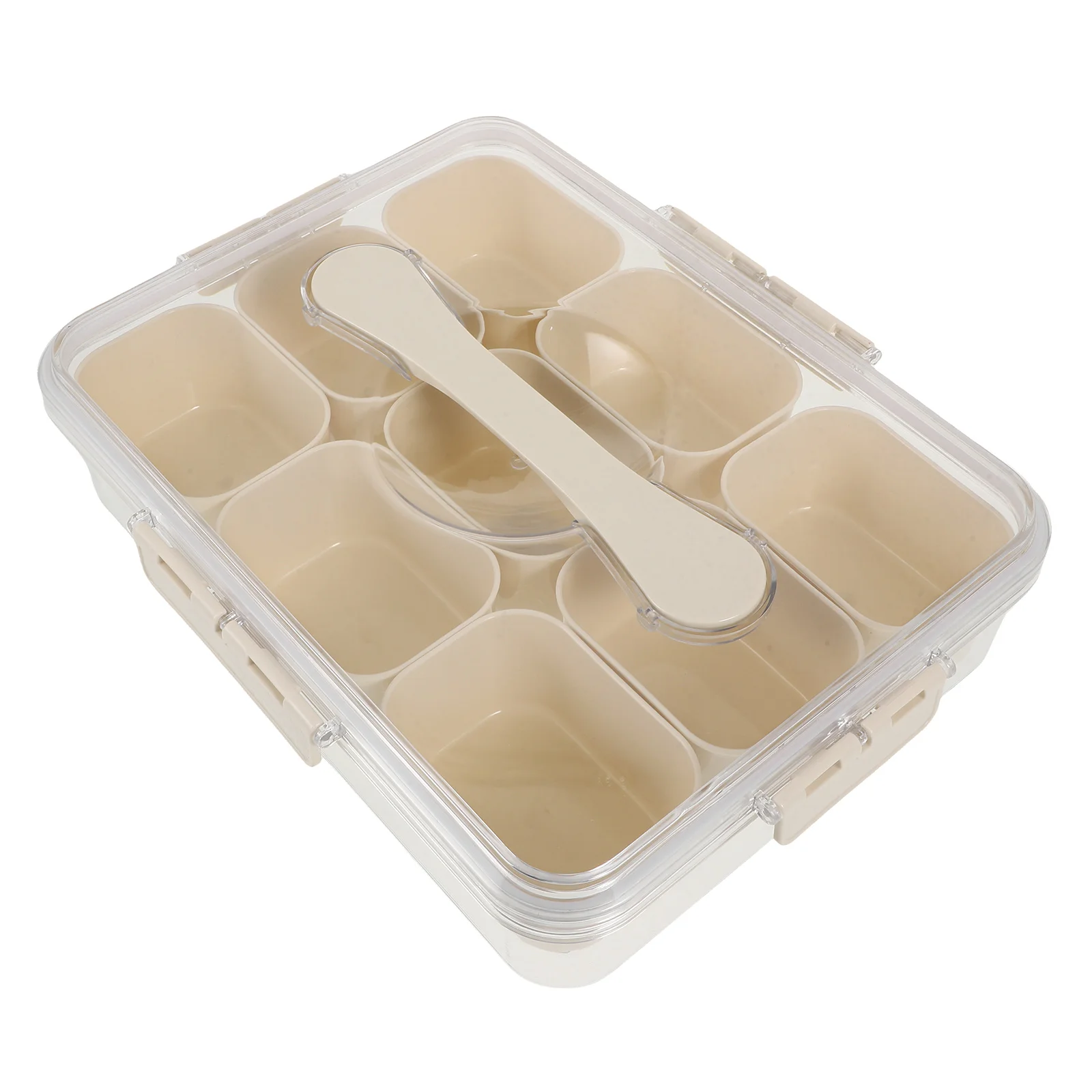 

Seasoning Lattice Box Fridge Organizer Portable Storage Trays Sealed Compartment Design PP Material Household Bin Travel Fruit