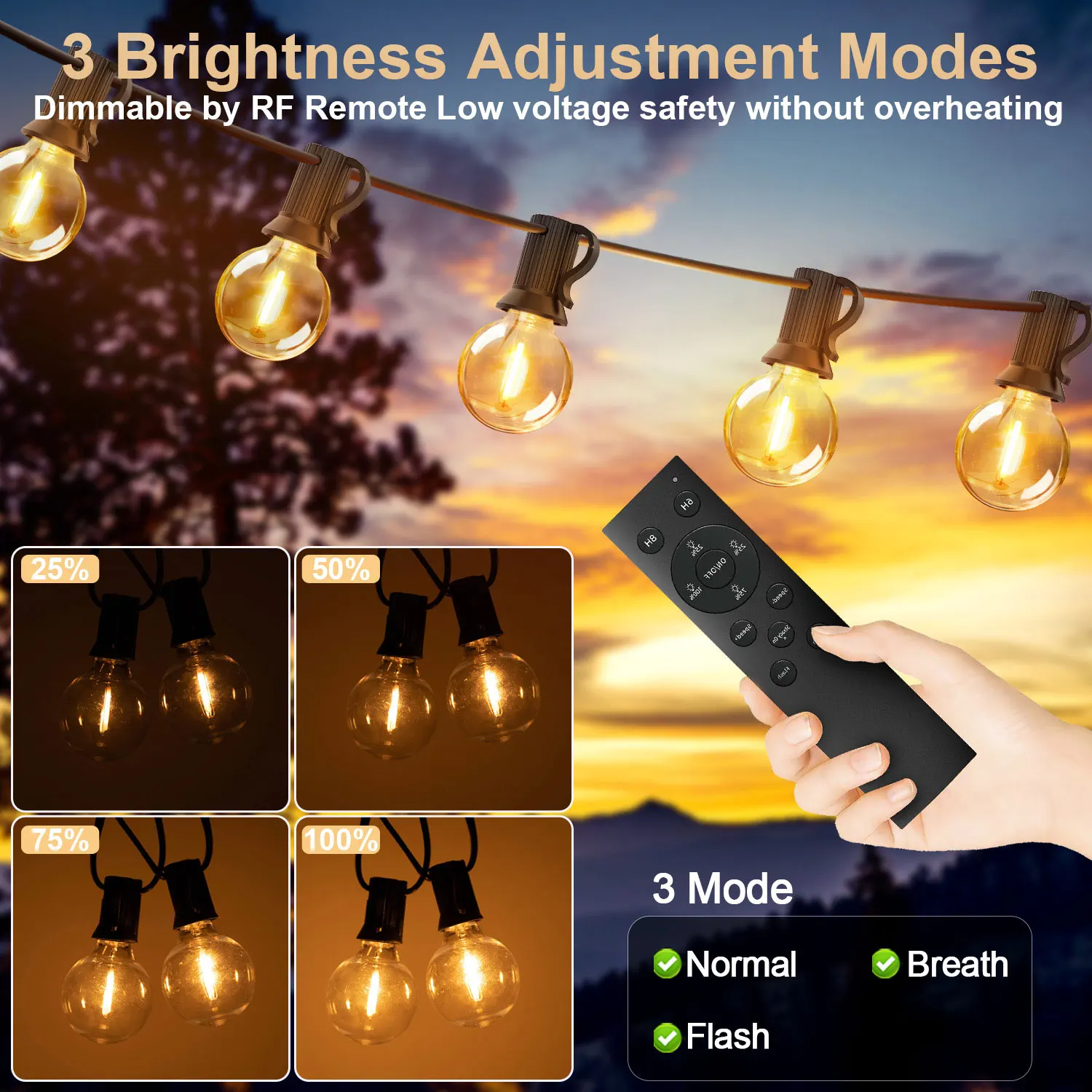 15M 30M Led G40 String Light 24V with Remote Control Dimmable Waterproof Garland Lights Outdoor for Wedding New Year Decoration