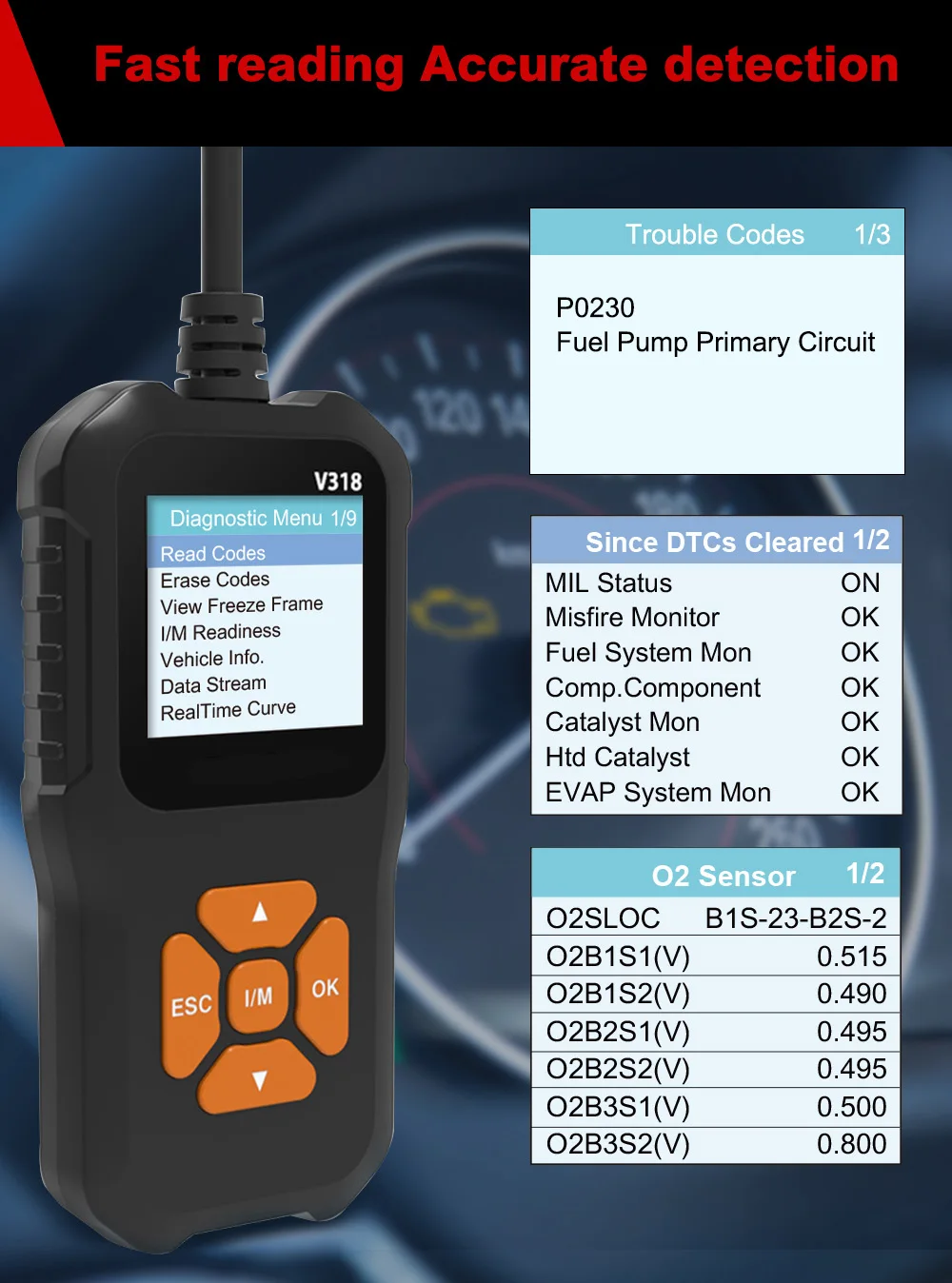 Powerful and Comprehensive V318 Engine Diagnostic Scanner - Advanced Fault Diagnosis Instrument for Automobiles with OBD2 Readin