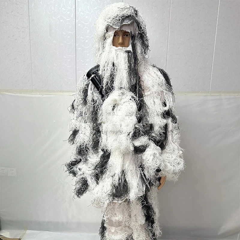 

Winter Snow Wool Ghillie Suit Outdoor Training Reality CS Ghillie Suit Hunting Bird Watching Camouflage