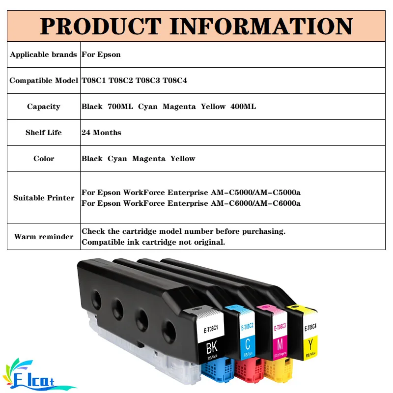 T08C1 T08C2 T08C3 T08C4 خرطوشة حبر متوافقة متوافقة مع إبسون القوى العاملة المؤسسة AM-C5000 AM-C6000 C5000a C6000aprinter #6