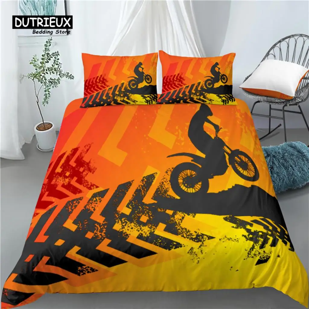 Home Living Luxury 3D Motocross Racing Print 2/3Pcs Comfortable Duvet Cover PillowCase Bedding Sets Queen and King AU/EU/US Size