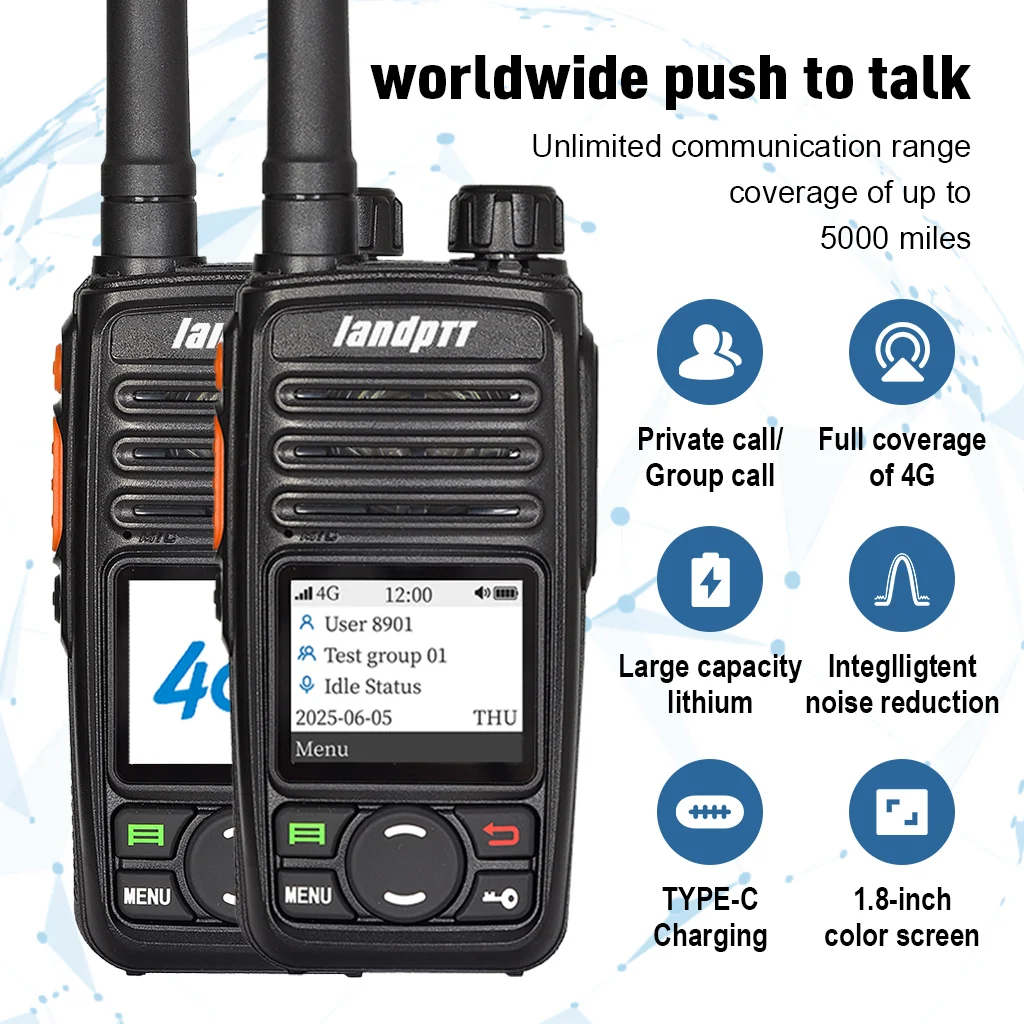 Landptt talkie-walkie 4G POC réseau longue portée plate-forme gratuite grande batterie gamme mondiale Communication carte Sim Radio LH800