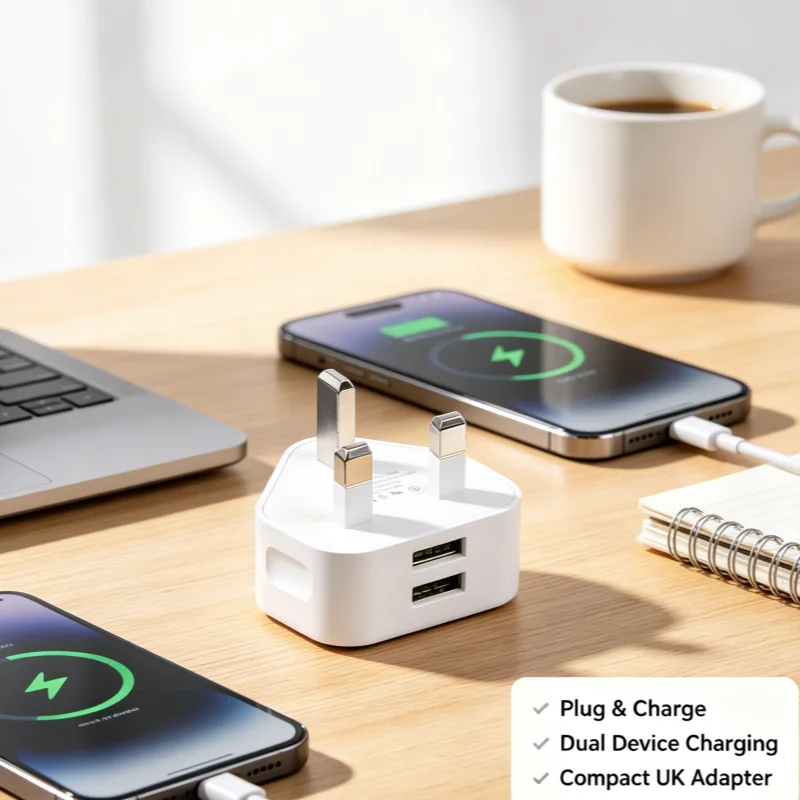 Universal UK 3‑Pin Wall Charger Adapter 1/2 USB Ports Power Charger For Mobile Phone Charging