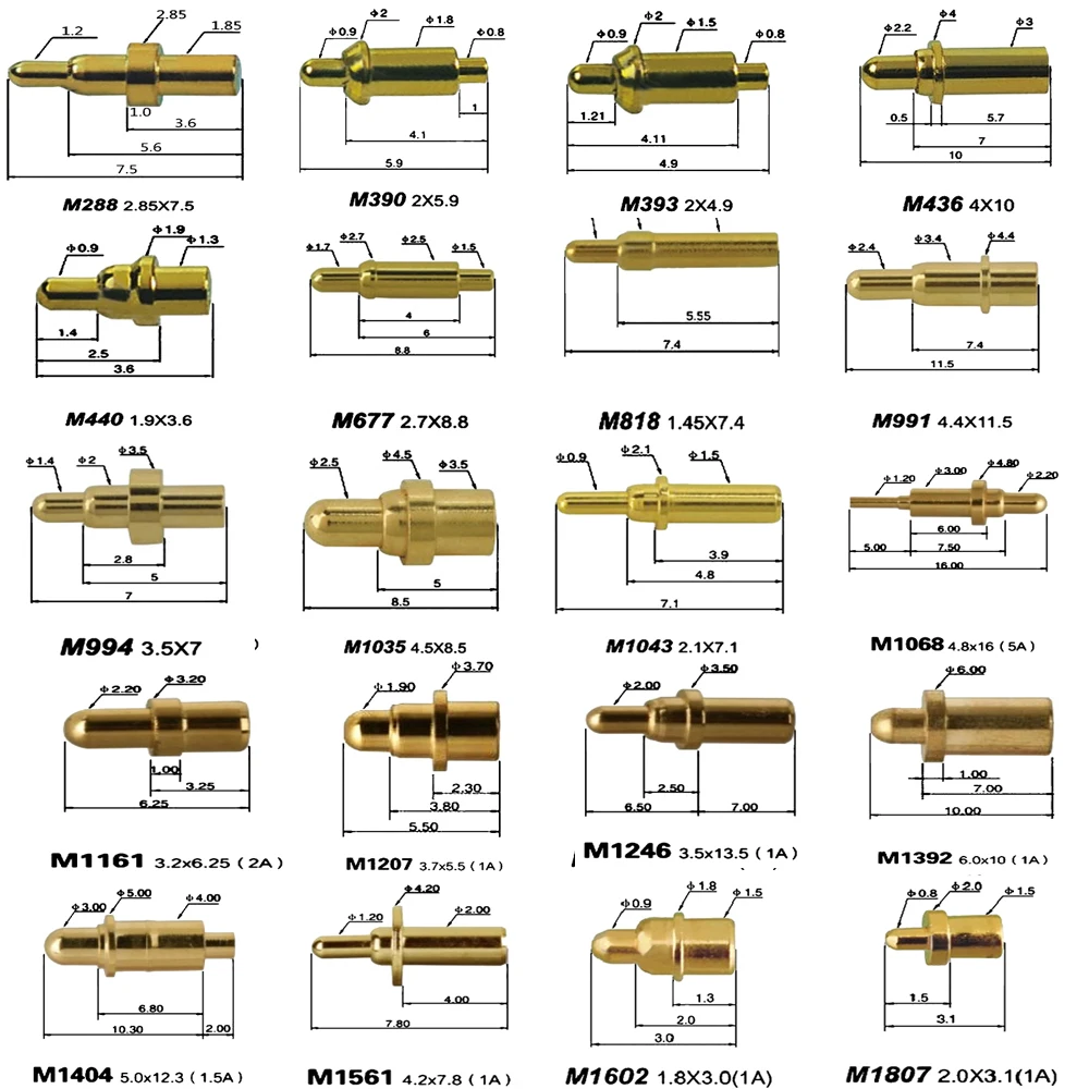 cltgxdd 5piece high current spring loaded Pogo pin connector 1A 1.5A 2A 5A high-power high current battery connector POGOPIN