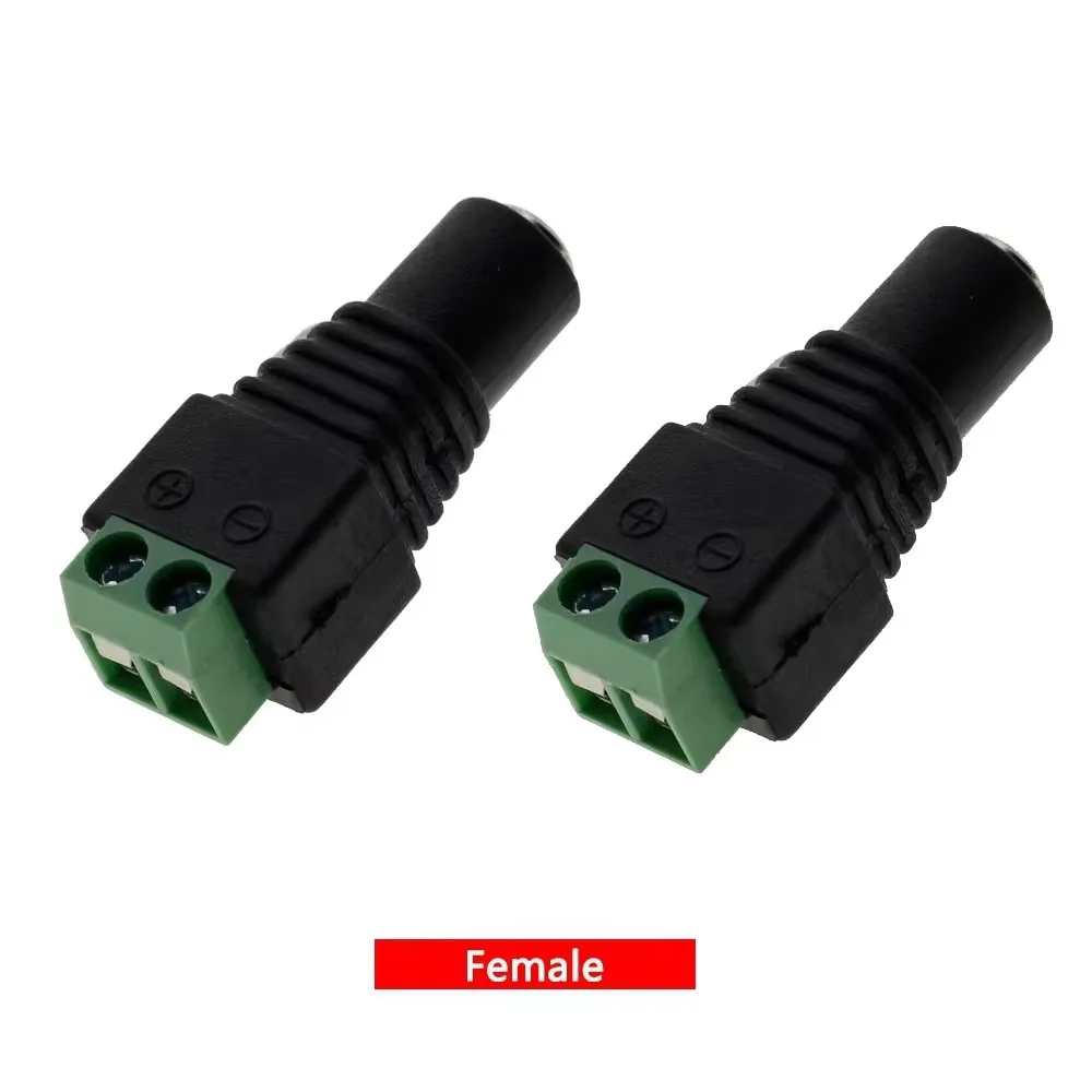 2/5pcs Female Male DC Connector 2.1*5.5mm Power Jack Adapter Plug Cable Connector for 3528/5050/5730 LED Strip Lamp