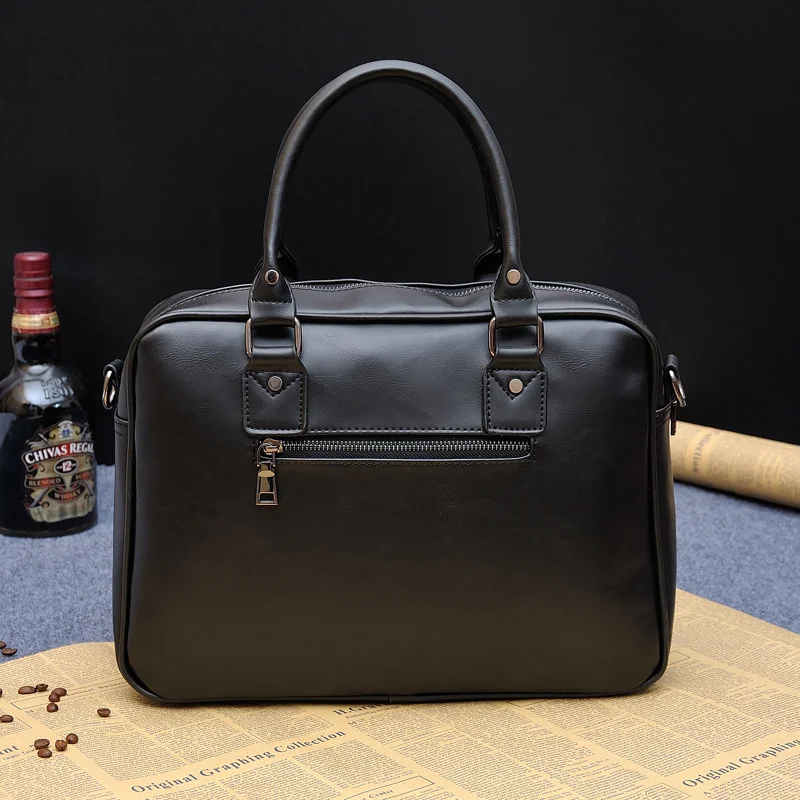 Fashion Women Leather Handbag Horizontal Literary Big A4 Docoment Shoulder Bags Dress OL Casual Briefcase