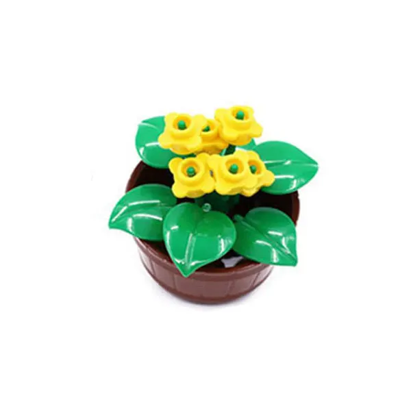 Small  Building Block The Model Colorful Flowers 1set  Plant Landscape with A Flower Pot  Compatible with LEGO Garden