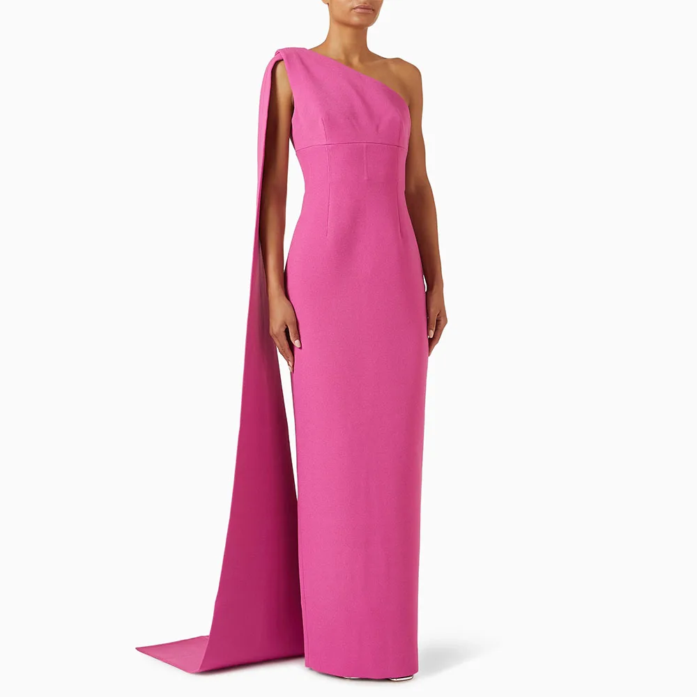 

Customized Simple Prom Dress One Shoulder Draped Floor Length Column Prom Gowns for Women Sleeveless Elegant Formal Evening Gown