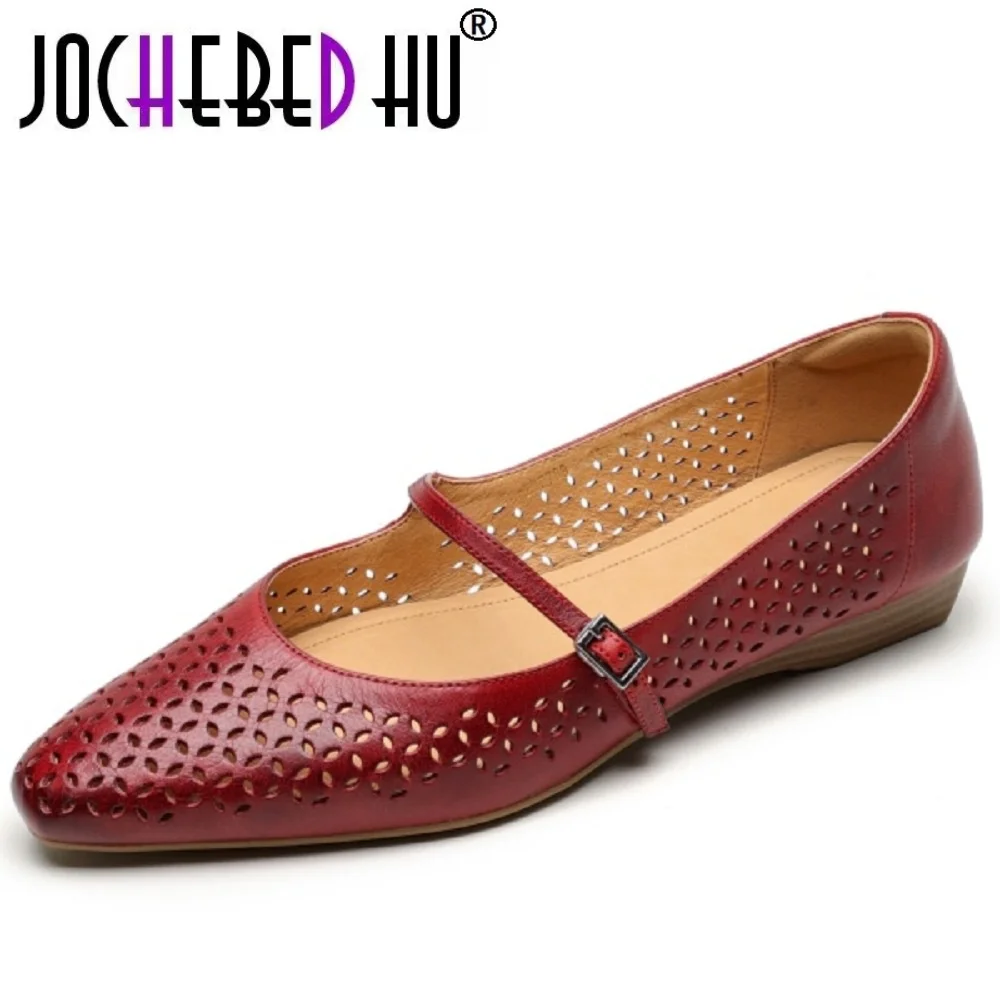 

【JOCHEBED HU】Женские слипоны ручной работы из натуральной кожи, высококачественная мягкая дышащая удобная элегантная женская обувь 34-40