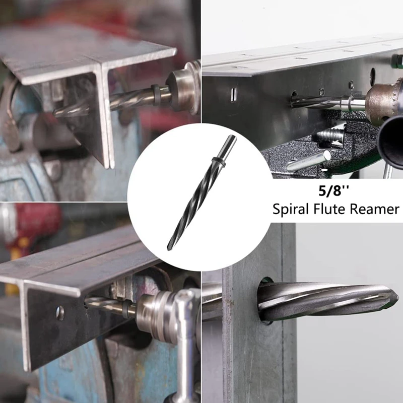 Hot 5/8Inch Spiral Flute Reamer With 1/2 Inch Shank, M2 HSS Bridge/Construction Reamer Taper Chucking Reamer Drill Bit